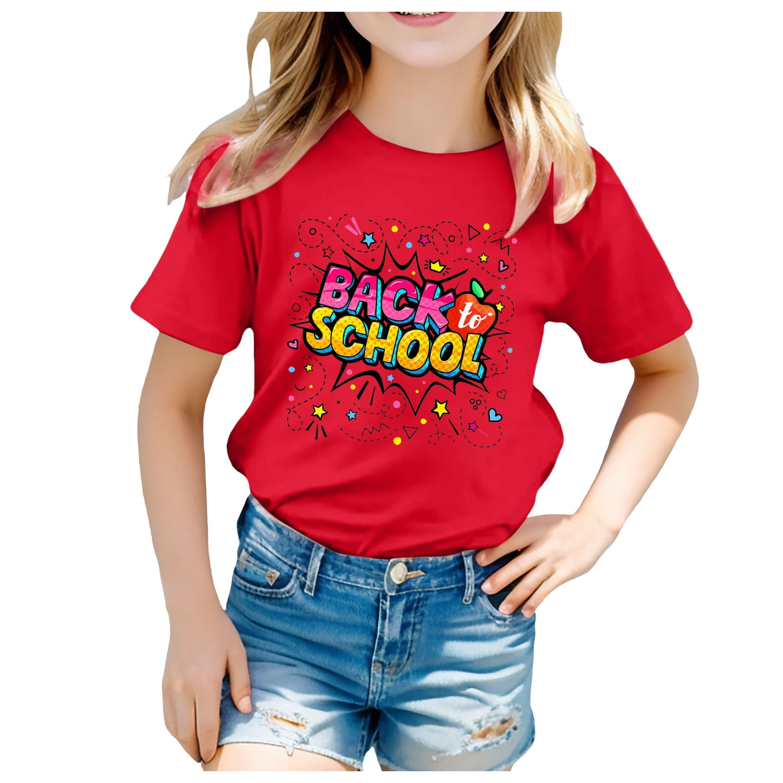 Gelikeya Shirts for Girls Size 11-12 Hot Pink Cartoon Printed