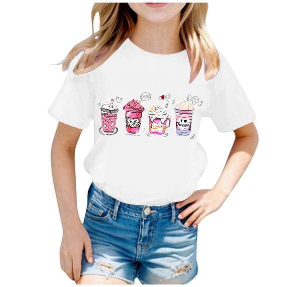 Gelikeya Boys Shirts Size 12-14 Valentines Day Shirts Cute Cartoon Graphic Tee Short Sleeve Tops 100 Days of School Shirt White 12-14 Years