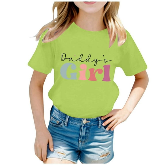 Gelikeya Shirts for Boys Size 12-14 Daddy's Girl Fashion Letter Prints Shirts Short Sleeve 100 Days of School Shirt Summer Tops Light Green 12-14 Years