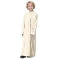 thumbnail image 1 of Gelikeya Thobe for Boys Arab Kaftan Embroidered Robe Solid Color Thobe Arabic Abaya Ethnic Dress with Pockets Beige, 13-14 Years, 1 of 6
