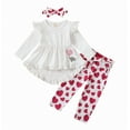 thumbnail image 1 of Gelikeya Toddler Baby Boy Girl Valentines Day Outfit Flutter Sleeve Sweatshirt Pant Sets Little Girl Valentine's Gifts Clothes, A04 White & 12-18 Months, 1 of 9