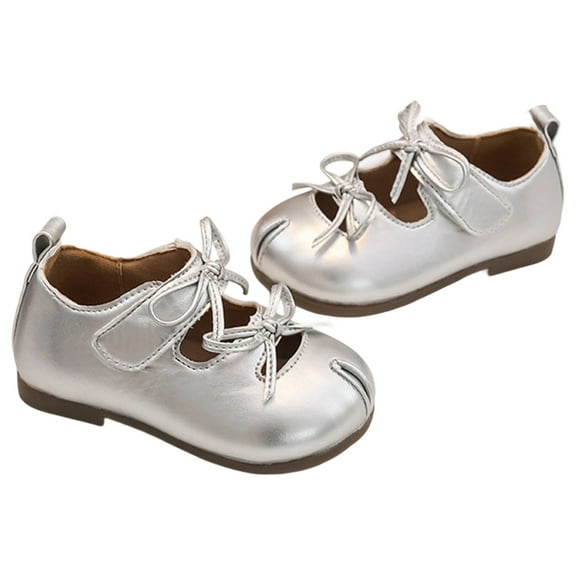 Gelikeya Toddler Baby Girls Shoes Solid Color Sandals Cute Casual Back To School Shoes Silver 3-3.5 Years