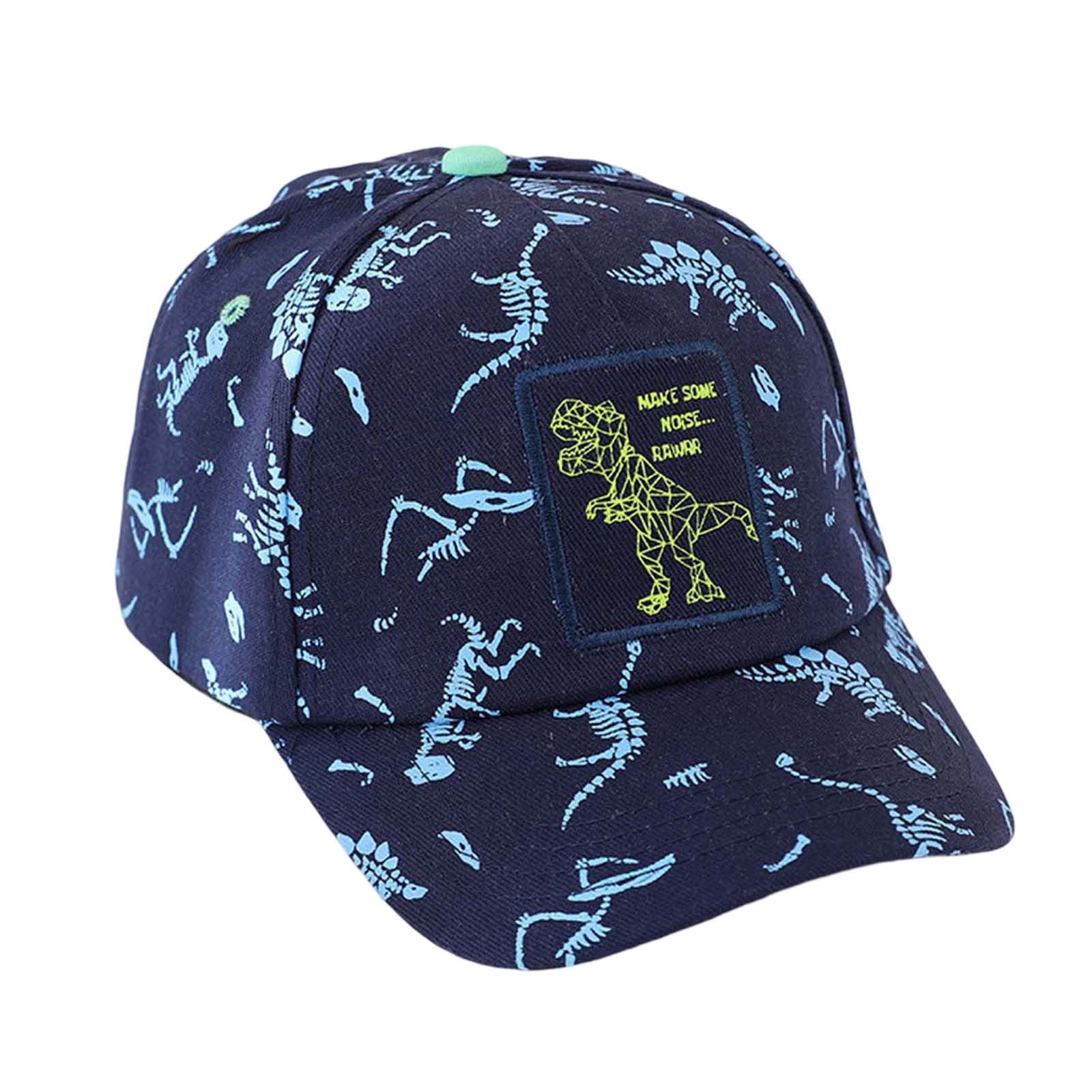 Jupsk Toddler Sun Hat, Kids Summer Bucket Hat And Sunglasses Set, Foldable Dinosaur Beach Cap Boys UV Protection Accessories Navy Blue