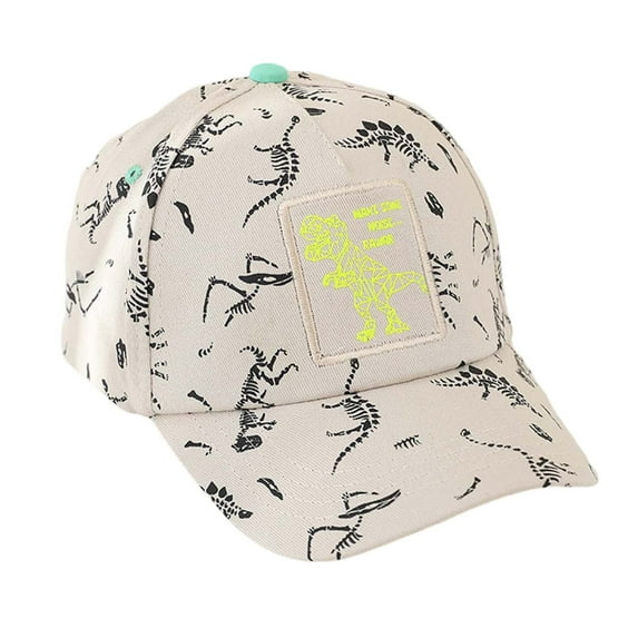 Gelikeya Toddler Baseball Cap for Boys Girls Adjustable Cotton Hat Dinosaur Prints Kids Summer Sun Protection Cap (Khaki, 2-8 Yearss)