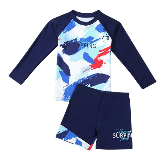 Gelikeya Toddler Bathing Suit Boy Size 9-10 Swimwear Sets Bathing Suit Long Sleeve Kids Bathing Suits Boys (Child, D13 Blue, 9-10 Years)