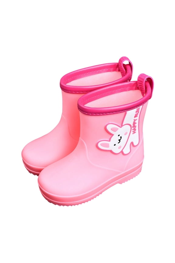 Toddler Boy Rain Boots Cute Patterns Waterproof Bucket Shoes Girls' Fashion (Pink, Size 6-7 Years)