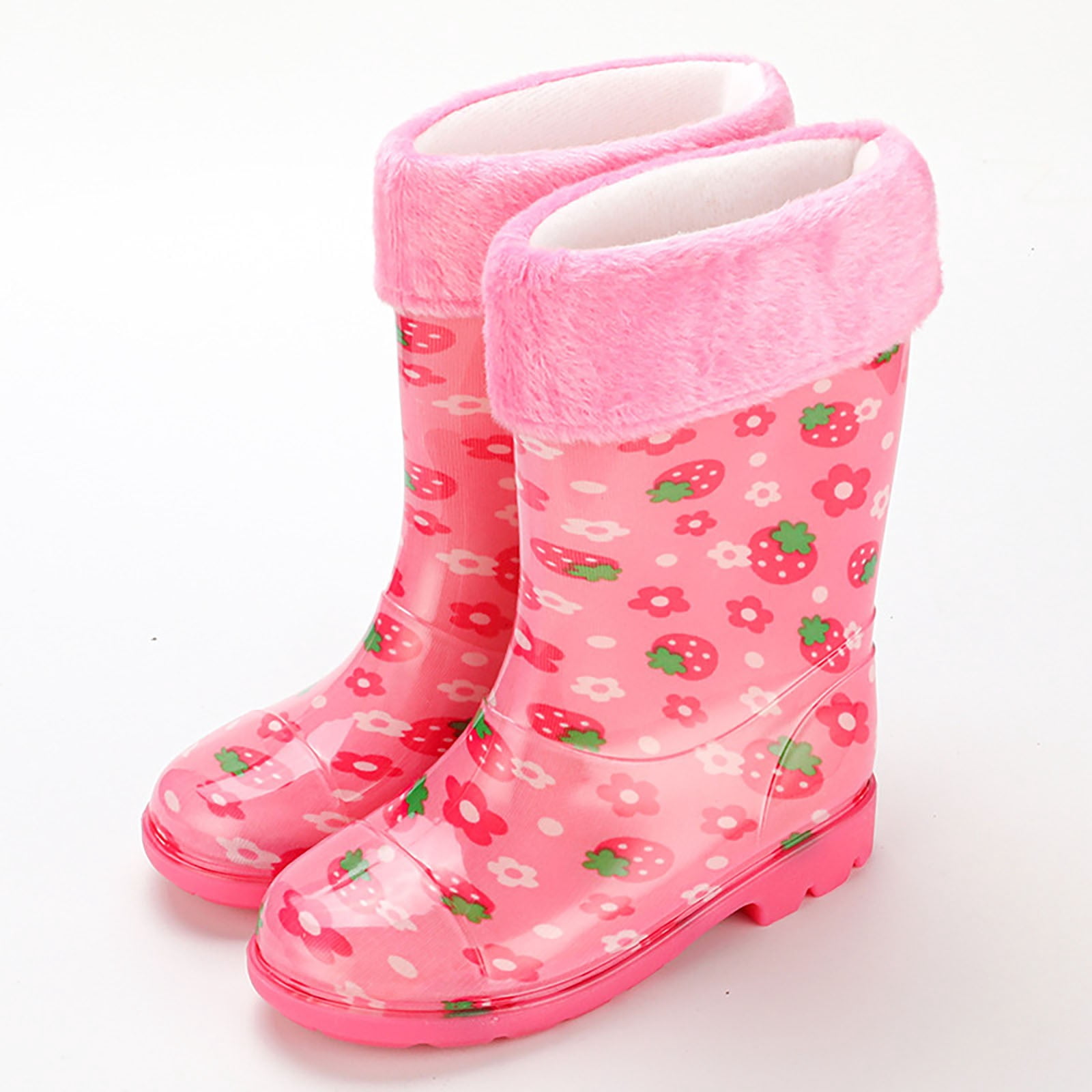 Gelikeya Toddler Boy Rain Boots Fashion Cool Fashion Cool Rain Shoes with Easy-On Handles (Hot Pink, Size 9.5-10 Years)