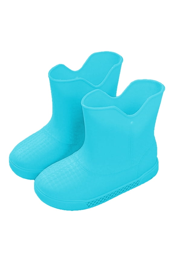 Toddler Boy Rain Boots Light Up Light Up Natural Rubber Boots Back To School Shoes (Blue, Size 5-5.5 Years)