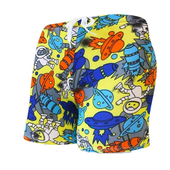 Gelikeya Toddler Boy Swim Trunks Mesh Lining Youth Swimwear Elastic Drawstring Stretchable Board Shorts Beach Vacation Swimsuit(Toddlers, A12 Yellow, 3-6 Years)