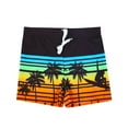 thumbnail image 1 of Gelikeya Toddler Boy Swim Trunks Mesh Lining Youth Swimwear Hawaiian Beach Vacation Swimsuit Stretchable Board Shorts(Toddlers, A04 Black, 5-7 Years), 1 of 5