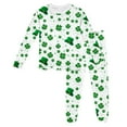 thumbnail image 1 of Gelikeya Toddler Boys Girls Pajama Sets St Patricks Day Cartoon Shamrocks Printed Long Sleeve T-Shirt Casual Crewneck Tops and Pants 2 Pieces R01-Green 5-6 Years, 1 of 5