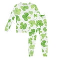 thumbnail image 1 of Gelikeya Toddler Boys Girls Pajama Sets St Patricks Day Cartoon Shamrocks Printed Long Sleeve T-Shirt Casual Crewneck Tops and Pants 2 Pieces R03-Light Green 5-6 Years, 1 of 3