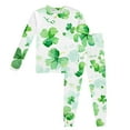 thumbnail image 1 of Gelikeya Toddler Boys Girls Pajama Sets St Patricks Day Cartoon Shamrocks Printed Long Sleeve T-Shirt Casual Crewneck Tops and Pants 2 Pieces R04-White 7-8 Years, 1 of 3