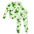 thumbnail image 1 of Gelikeya Toddler Boys Girls Pajama Sets St Patricks Day Cartoon Shamrocks Printed Long Sleeve T-Shirt Casual Crewneck Tops and Pants 2 Pieces R06-Green 4-5 Years, 1 of 3