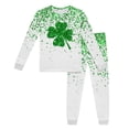 thumbnail image 1 of Gelikeya Toddler Boys Girls Pajama Sets St Patricks Day Cartoon Shamrocks Printed Long Sleeve T-Shirt Casual Crewneck Tops and Pants 2 Pieces Z06-Green 6-7 Years, 1 of 3
