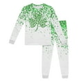 thumbnail image 1 of Gelikeya Toddler Boys Girls Pajama Sets St Patricks Day Cartoon Shamrocks Printed Long Sleeve T-Shirt Casual Crewneck Tops and Pants 2 Pieces Z07-Green 7-8 Years, 1 of 3