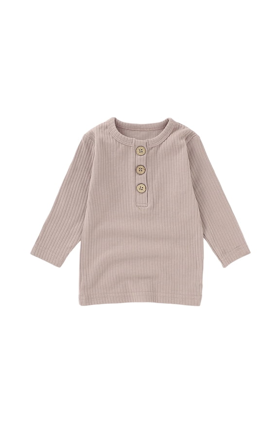 Toddler Boys Long Sleeve Shirts Kids Baggy Crewneck Tops Cozy Stretchable Solid Shirt Casual Button Tshirt 2026 Spring Fall Light Pink1 3-6 Months
