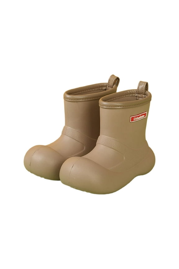 Toddler Girl Rain Boots Lightweight Rubber Boots Little Boy School Shoes Cowboy Boots (Rainwear, Khaki, 4-4 Years)