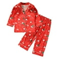 thumbnail image 1 of Gelikeya Toddler Girls Christmas Pajamas Silk Satin Collared Button Down Outfits Cute Cartoon Pjs Outfit Sets Kids Clothing #01 Red 18-24 Months, 1 of 7