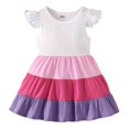 thumbnail image 1 of Gelikeya Toddler Girls Easter Dresses 2T-6T Little Princess Rainbow Color Block Dress Flutter Sleeve Casual Spring Summer Dress(Toddlers, Z01-White, 12-18 Months), 1 of 7