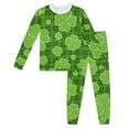 thumbnail image 1 of Gelikeya Toddler Girls Pajamas Size 8 St Patricks Day Shirts Long Sleeve Tees Shirt Casual Crewneck Pullover Tops Pants 2 PC Outfit Sets Pjs Loungewear Clothes X03-Green 5-6 Years, 1 of 5