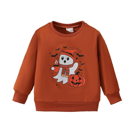 Gelikeya Toddler Halloween Shirts for Boys Girls 2T-6T Long Sleeve Tops Casual Loose Sweatshirt Fall Winter Sweater Clothes (Z05 Brown, 3-4 Years)