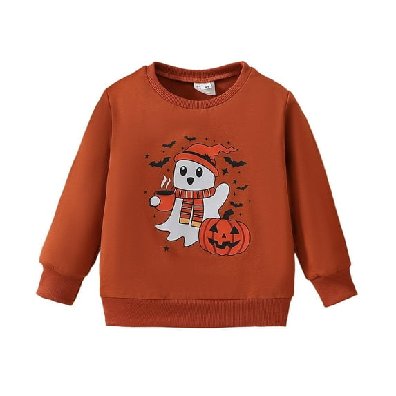 Gelikeya Toddler Halloween Shirts for Boys Girls 2T-6T Long Sleeve Tops Casual Loose Sweatshirt Fall Winter Sweater Clothes (Z05 Brown, 5-6 Years)