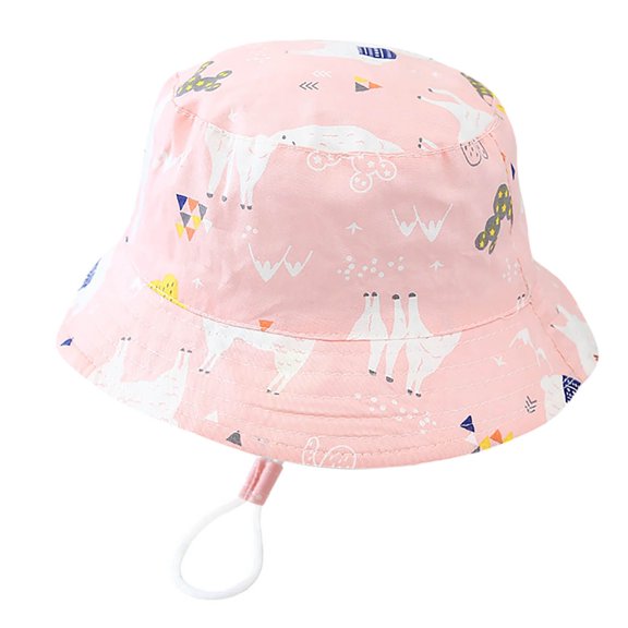 Gelikeya Toddler Baby Beach Hat Size 2T-4T Cute Cartoon Animal Print Bucket Hats Soft UPF 50  Summer Sun Protection Vacation Sun Hat Z06-Red