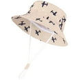 thumbnail image 1 of Gelikeya Toddler Baby Bucket Hat 6-12 Months Adjustable UPF 50+ Sun Hat Plane Prints Summer Beach Vacation Sun Hats with Wide Brim Soft Breathable Cotton Baby Hat Khaki, 1 of 2