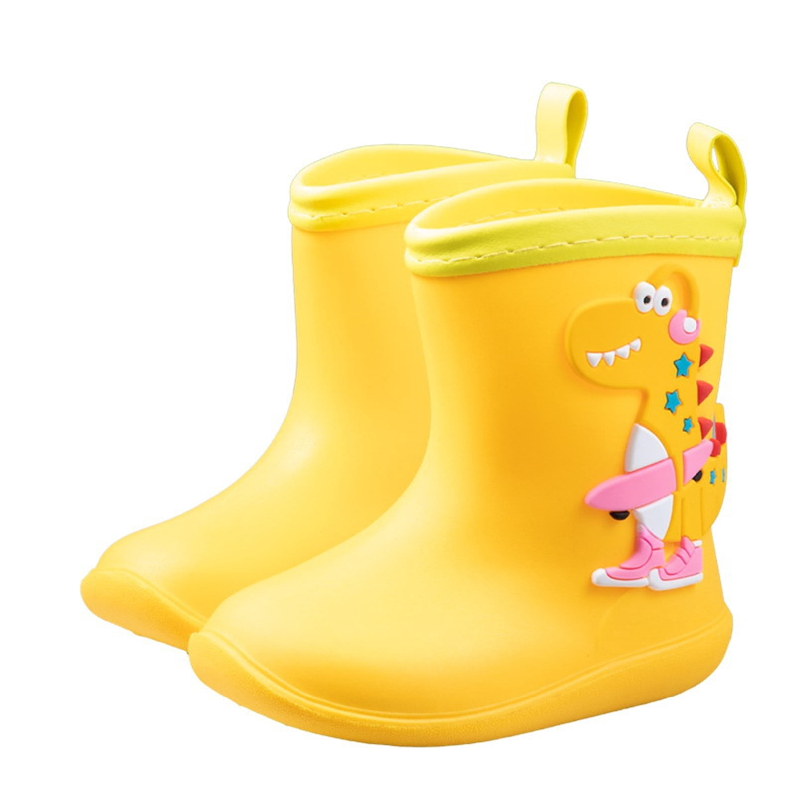 Gelikeya Toddler Kids Boys Girls Rain Boots Fashion Cool Fashion Cool Bucket Shoes Girls' Fashion (Yellow, Size 9-11 Years)