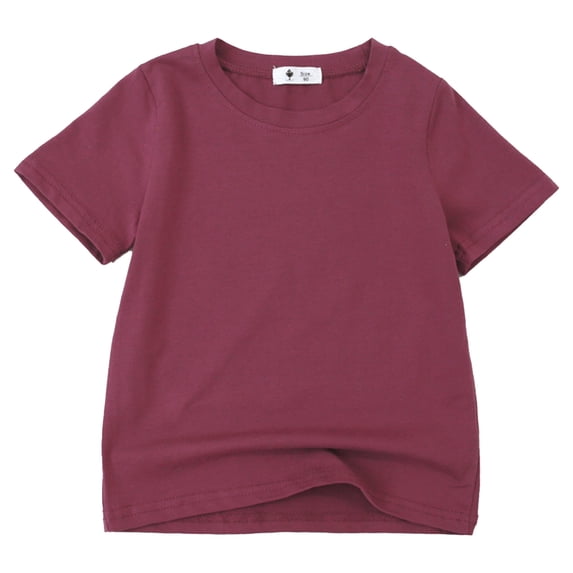 Gelikeya Toddler Kids Boys Shirts Size 7-8 Casual Soft Comforable Short Sleeve Crewneck T Shirt Back to School 100 Days Shirts Summer Clothing Brick Red 7-8 Years