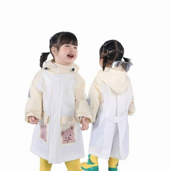 Gelikeya Toddler Kids Rain Coat Cute Ponchos for Girls Lightweight Rainproof Outerwear Rainwear Children's Rain Jacket 2-12Y (White, 5-8 Years)