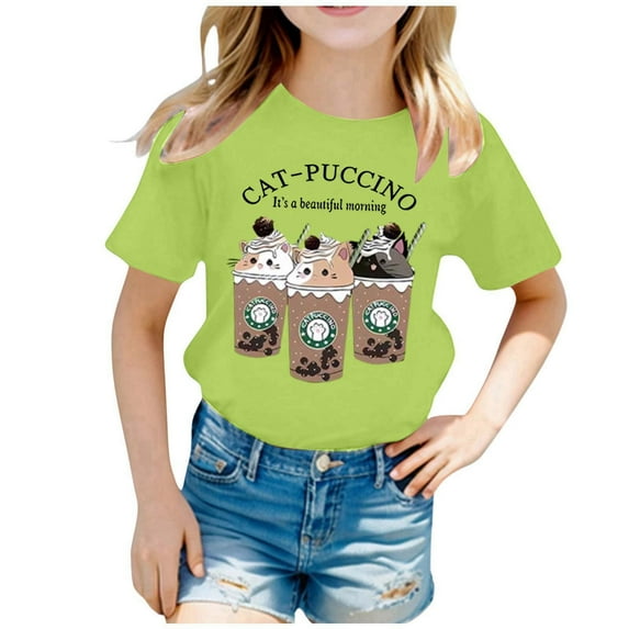 Gelikeya Toddler Kids Shirts for Boys Size 4-6 Fashion Cute Printed Casual Round Neck Short Sleeve Shirts Back to School Tops Summer Clothing Light Green 4-6 Years