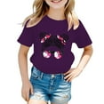 thumbnail image 1 of Gelikeya Toddler Kids Shirts for Boys Size 5-6 Fashion Cute Cartoon Character Graphic Tees Tops Short Sleeev 100 Days of School Shirt Loose Fit Summer Clothes Purple 5-6 Years, 1 of 5
