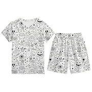 GELIKEYA Toddler Pajama Sets Boys Girls Halloween Long Sleeved Tops Shorts/pants 2pc Sets Sleepwear Cute Pjs Clothing Set