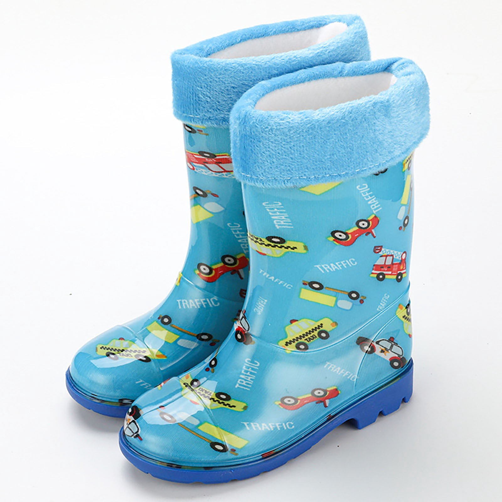 Gelikeya Toddler Rain Boots Fashion Cool Waterproof Rain Shoes Children's Footwear (Light Blue, Size 8-9 Years)