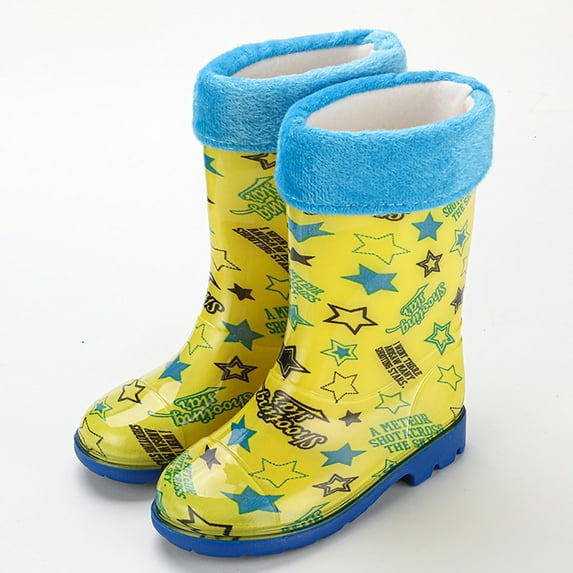 Gelikeya Toddler Rain Boots Waterproof Easy-On Lightweight Natural Rubber Boots Girls' Fashion (Yellow, Size 6-6.5 Years)