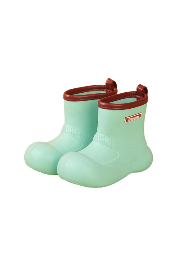 Toddler Rain Boots for Girl Fashion Pattern Outerwear Rain Boot with Easy Pull Handles Snow Boots (Rainwear, Light Green, 6-7 Years)