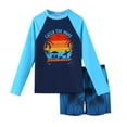 thumbnail image 1 of Gelikeya Toddler Rash Guard Boy Size 7-8 Two Piece Rash Guard Swimsuits Sets Short/Long Sleeve Bathing Suit Boys (Child, Blue, 7-8 Years), 1 of 7