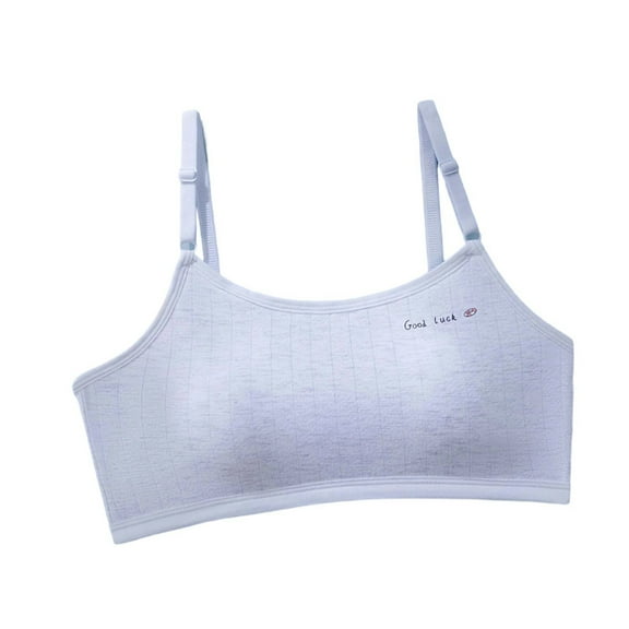 Gelikeya Training Bras for Girls Size 12-14 Adjustable Straps Fashion Letter Print Sports Bras Casual Dailywear Teen Bras (Grey, 12-14 Years)