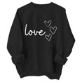 thumbnail image 1 of Gelikeya Valentine's Day Girls Shirts Letter Print Oversized Pullover Sweatshirts Kids Spring Fall Winter Long Sleeve Cute Tops #04 Black & 5-6 Years, 1 of 2
