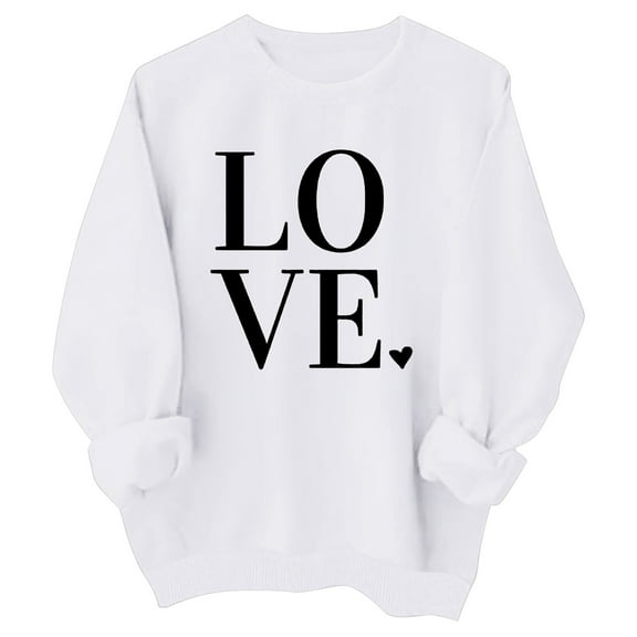 Gelikeya Valentine's Day Girls Shirts Letter Print Oversized Pullover Sweatshirts Kids Spring Fall Winter Long Sleeve Cute Tops #04 White & 3-4 Years