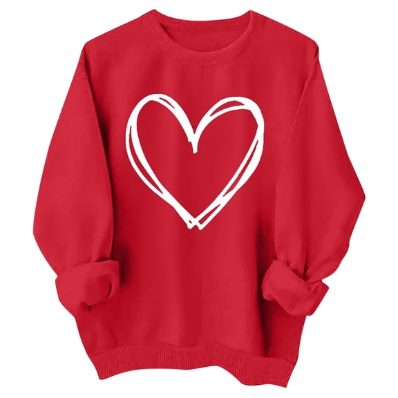 Gelikeya Valentine's Day Girls Shirts Preppy Heart Oversized Pullover Sweatshirts Kids Spring Fall Winter Long Sleeve Cute Tops & 6-7 Years