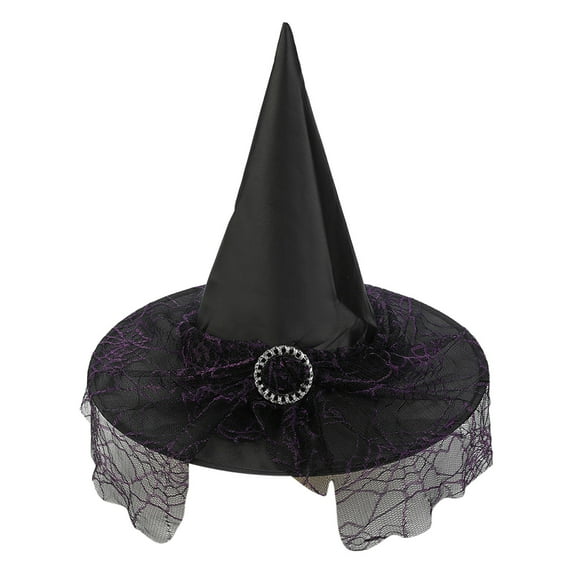 Gelikeya Witch Hat with Headband for Kids Halloween Decoration Partywear Witches Hats Bowknot Design (Black, Child)