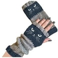 thumbnail image 1 of Gelikeya Womens Knitted Fingerless Gloves with Cute Cat Embroidery 2026 Fashionable Fingerless Gloves for Winter, X01 Navy & One Size, 1 of 3