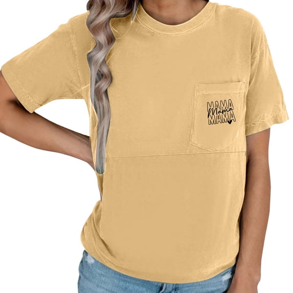 Gelikeya Womens Nursing Shirts for Mama Breastfeeding with Hidden Zipper Short Sleeves Maternity Tops Clothes Light Yellow, Size S