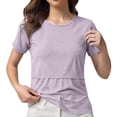 thumbnail image 1 of Gelikeya Womens Nursing Tops for Breastfeeding Soft Maternity Shirt Short Sleeve Comfortable Pregnancy Clothes Loungewear Blouse Purple, Size XXXL, 1 of 5