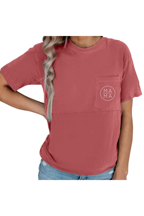 Womens Short Sleeve Nursing Tank Tops for Breastfeeding with Hidden Zippers Loose Fit Maternity Shirts Watermelon Red, Size M