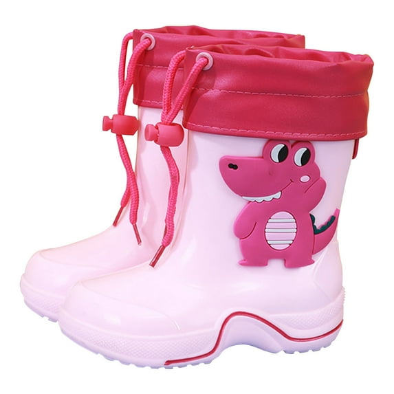 Gelikeya Yellow Rain Boots Kids Cartoon Dinosaur Soft and Breathable Bucket Shoes Back To School Shoes (Pink, Size 7-8 Years)