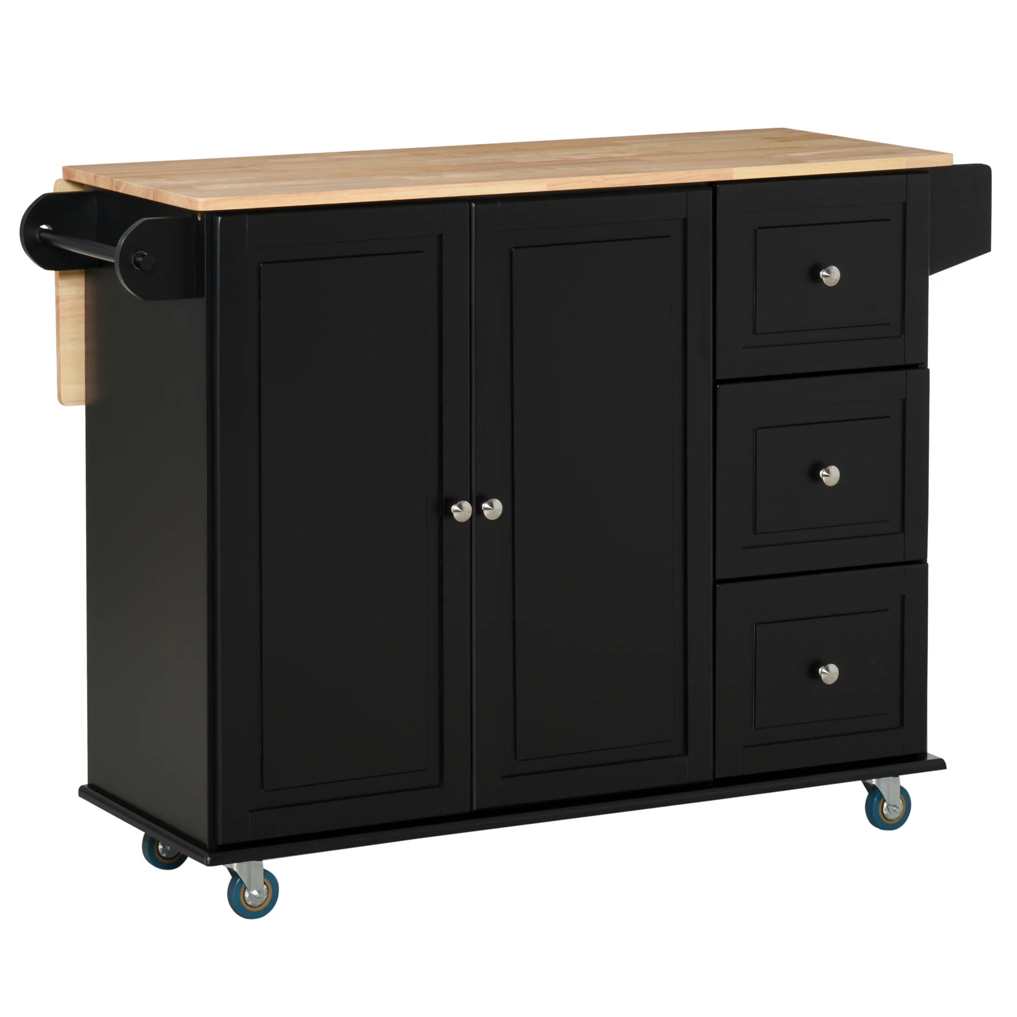 Gelilah Mobile Kitchen Island with Drop Leaf (Black) - Walmart.com